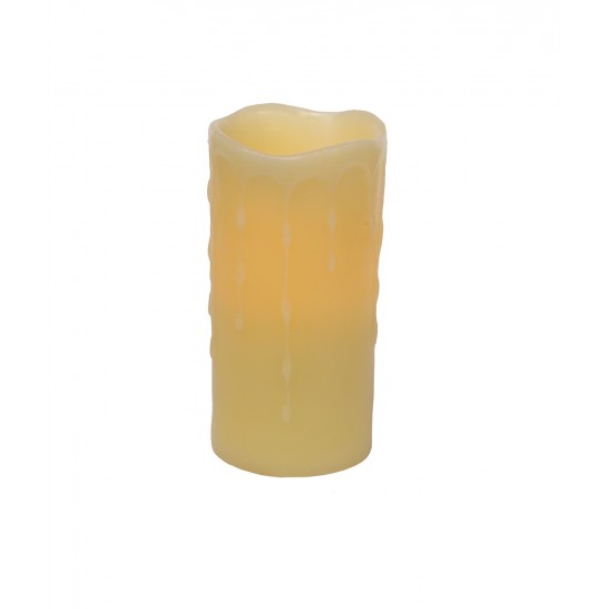 Led Wax Dripping Pillar Candle (Set Of 4) 3"Dx6"H Wax/Plastic, Yellow