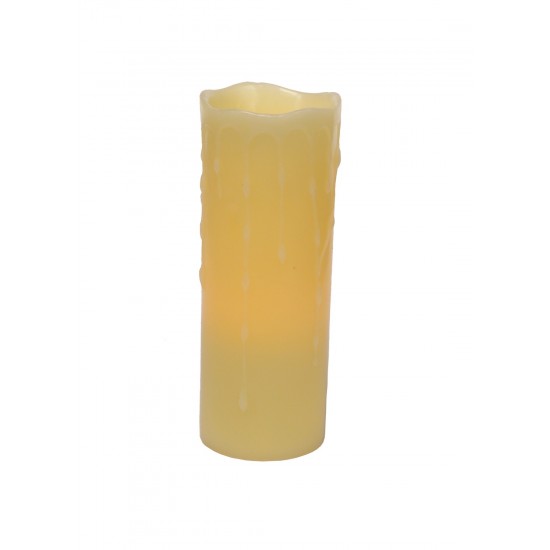 Led Wax Dripping Pillar Candle (Set Of 3) 3"Dx8"H Wax/Plastic