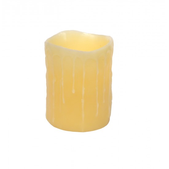 Led Wax Dripping Pillar Candle (Set Of 3) 4"Dx5"H Wax/Plastic