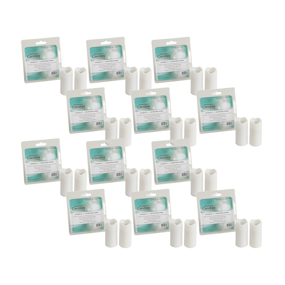 Led Mini Pillar Candle W/Timer (Set Of 12) 1.4"Dx3"H Wax/Plastic Led Mini Pillar Candle W/Timer (Set Of 12) 1.4"Dx3"H Wax/Plastic