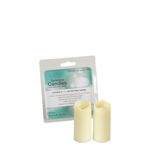 Led Mini Pillar Candle W/Timer (Set Of 12) 1.25"Dx3"H Wax/Plastic