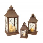 Lantern (Set Of 3) 11.5", 17", 24"H Metal/Glass