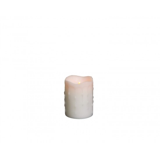 Led Wax Dripping Pillar Candle (Set Of 4) 3"Dx4"H Wax/Plastic, White