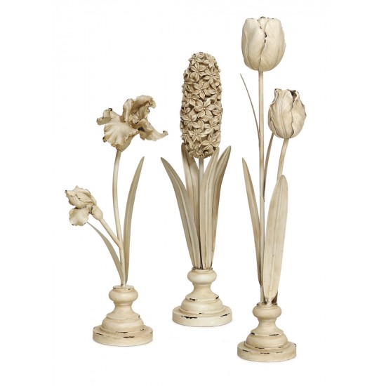 Standing Flowers (Set Of 3) 16", 18", 22"H Resin