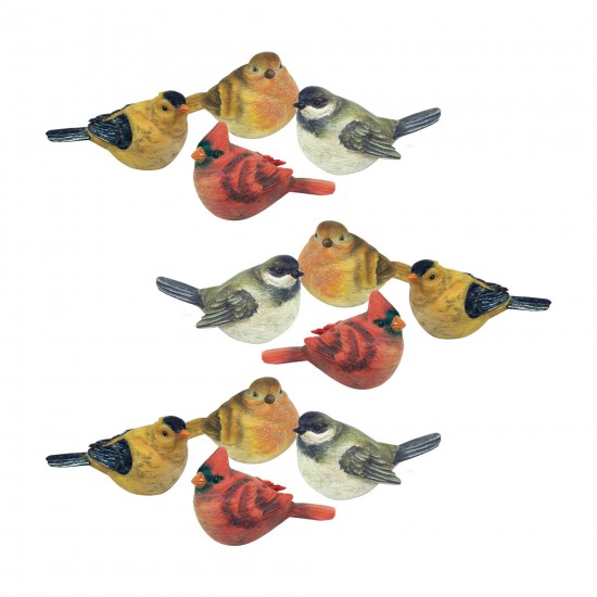 Bird Decoration (Set Of 12) 4"L Polyresin