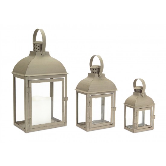 Lantern (Set Of 3) 7.5"H, 10.5"H, 14"H Iron/Glass