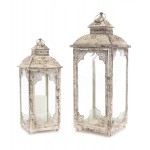 Lantern (Set Of 2) 17.5"-22"H Iron/Glass