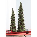 Holly Trees W/Pinecone Detail (Set Of 2) 19.5"H, 15"H Polystone