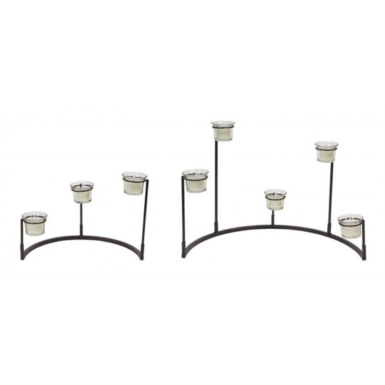 Multi-Level Votive Candle Holder Stand (Set Of 4) 12"H, 8.25"H Metal/Glass