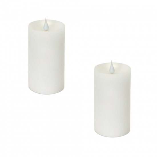 Simplux Led Pillar Candle W/Moving Flame (Set Of 2) 3"D x 5"H