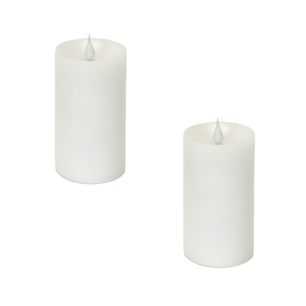 Simplux Led Pillar Candle W/Moving Flame (Set Of 2) 3"D x 5"H