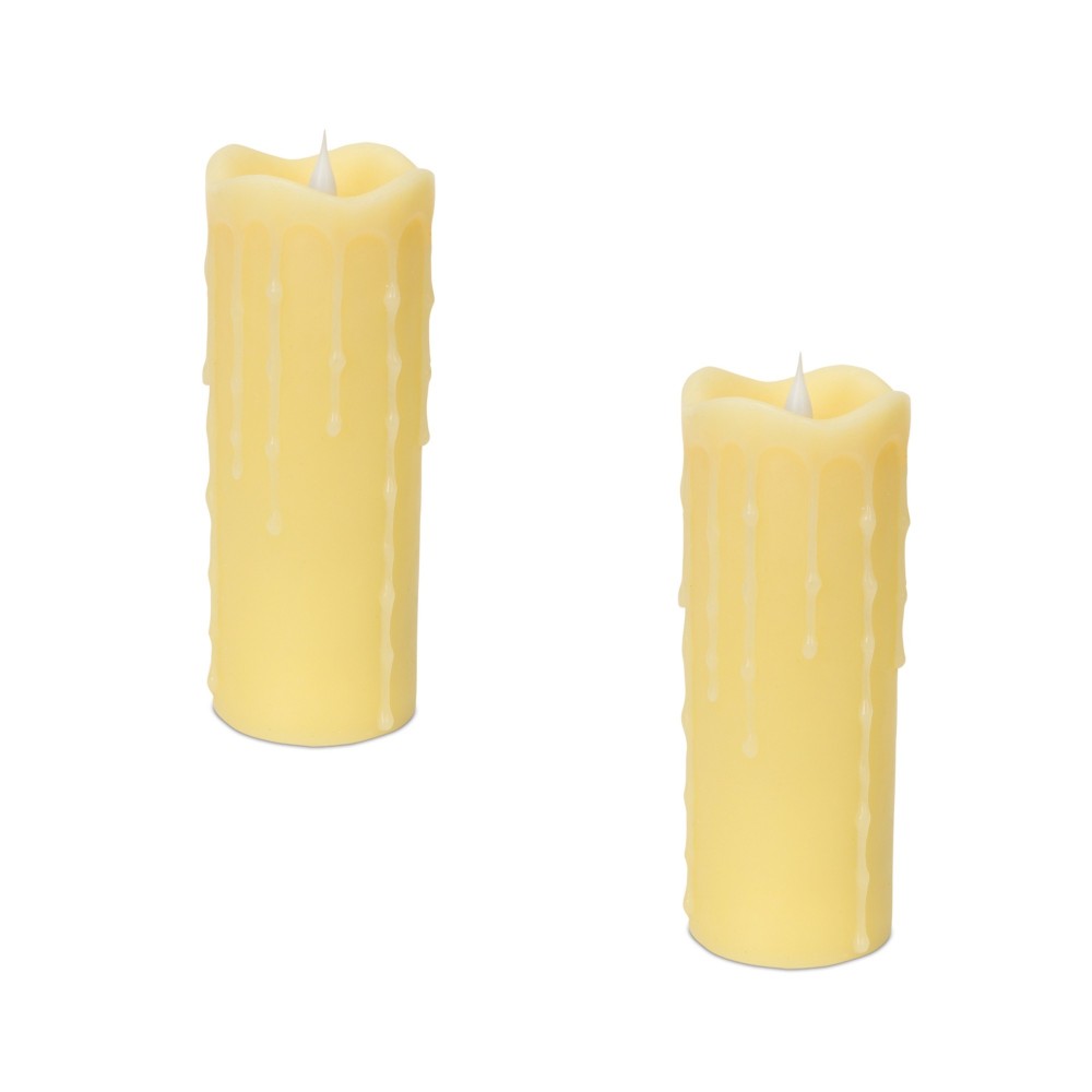 Simplux Led Dripping Candle W/Moving Flame (Set Of 2) 3"D x 7"H