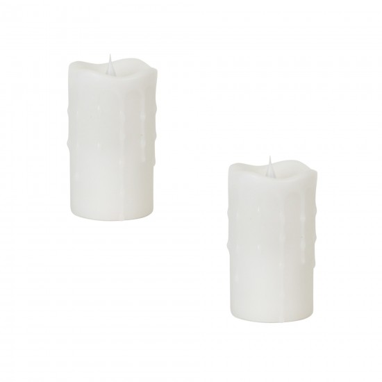 Simplux Led Dripping Candle W/Moving Flame (Set Of 2)3"Dx5"H