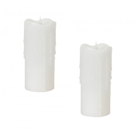 Simplux Led Dripping Candle W/Moving Flame (Set Of 2)3"Dx7"H