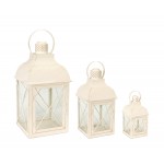 Lantern (Set Of 3) 8.5"H, 13.75"H, 18.5"H Metal/Glass