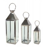 Lantern (Set Of 3) 19.5", 26", 34"H Stainless Steel/Glass