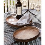 Wood Grain Metal Trays (Set Of 2) 14.75", 17"L Wood/Metal