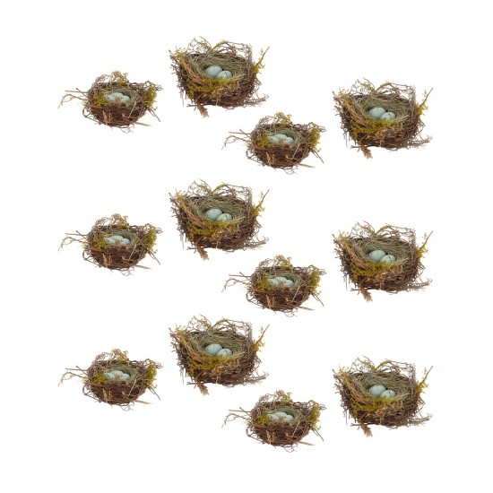 Robin'S Nest W/Eggs (Set Of 12) 5", 7"D Twig/Foam(Sold Out)
