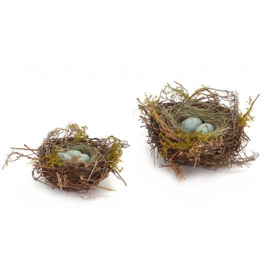 Robin'S Nest W/Eggs (Set Of 12) 5", 7"D Twig/Foam(Sold Out)