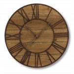 Round Roman Numeral Wall Clock 23.5"D Wood/Metal (1 Aa Batteries, Not Included)