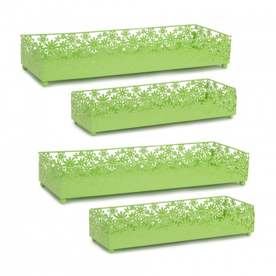 Daisy Trays (Set Of 4) 13.5", 17.5"L Metal