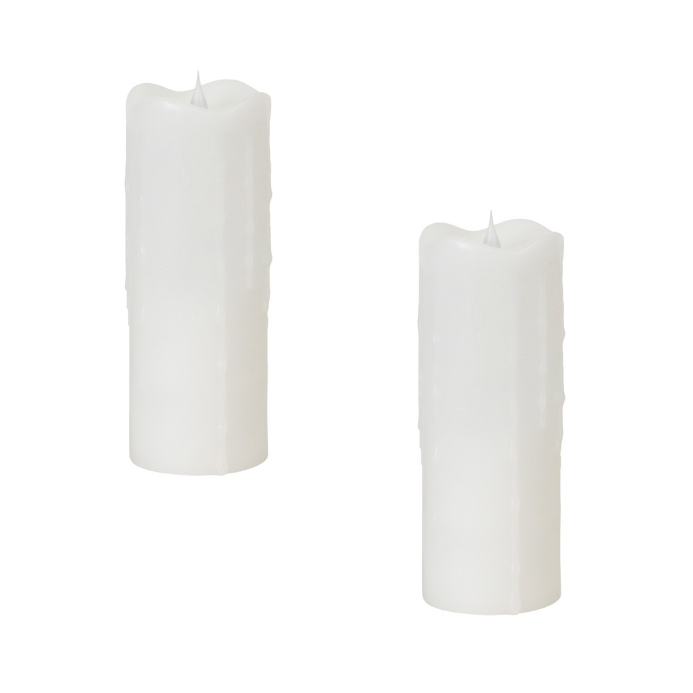 Simplux Led Dripping Candle W/Moving Flame (Set Of 2) 3"D x 9"H, White