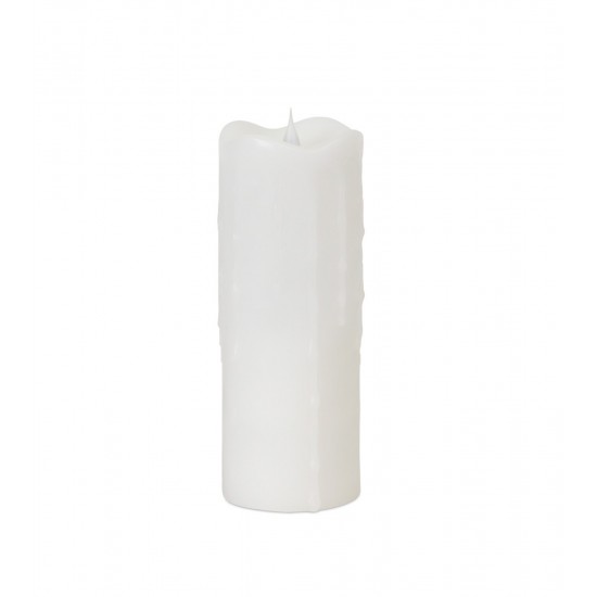 Simplux Led Dripping Candle W/Moving Flame (Set Of 2) 3"D x 9"H, White