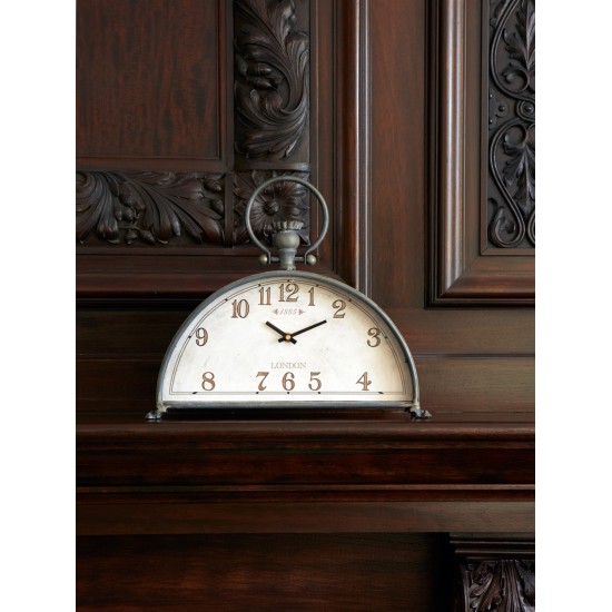 Mantle Clock 15"Lx13"H Metal/Glass (1 Aa Battery, Not Included)