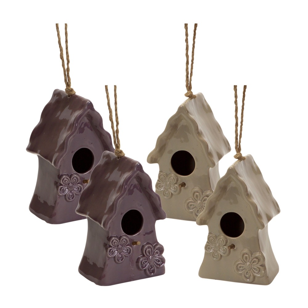 Hanging Bird Houses (Set Of 4) 12.5"H Ceramic