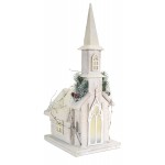 Pre-Lit Wooden Church 20.25"H Wood (120 Volt Plug)