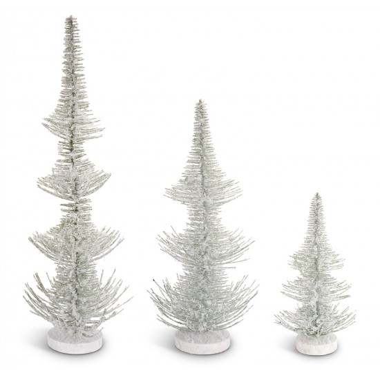 Frosted Pine Trees (Set Of 3) 12"-24.5"H Plastic