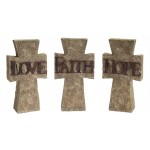 Hope, Faith, Love Cross (Set Of 3) 6"Lx10.75"H Polystone