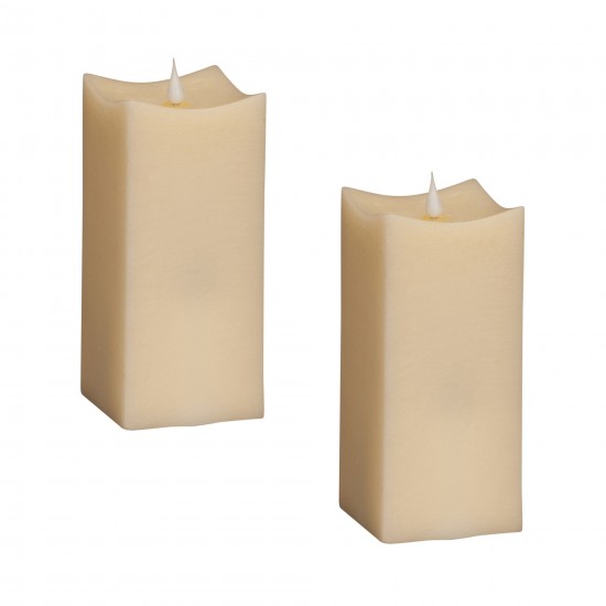 Simplux Squared Candle W/Moving Flame (Set Of 2 W/Remote)