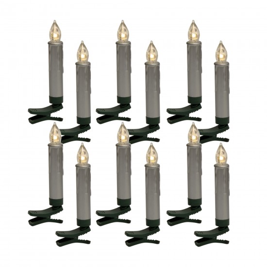 Led Clip-On Taper Candles (Set Of 12) W/Remote 4"H Plastic