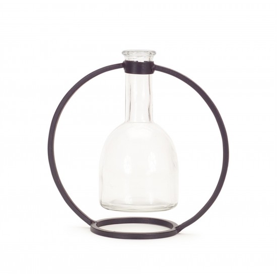 Hanging Vase In Circle Stand (Set Of 4) 7.25"H