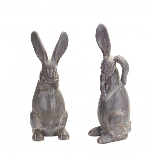 Rabbit Figurine (Set Of 2) 15.25"H, 16.25"H Cement