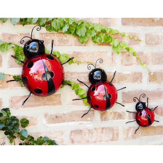 Wall Mountable Ladybugs (Set Of 6) 3.75"H, 3"H, 2.25"H