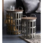 Side Tables (Set Of 2) 15.5"H, 20.25"H Metal/Wood