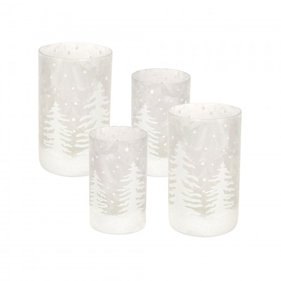 Candle Holder (Set Of 4) 3.75"Dx6"H, 4.75"Dx7.75"H Glass