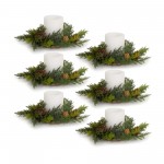 Arborvitae Candle Wreath (Set Of 6) 11"D Plastic (Fits 4" Candle)