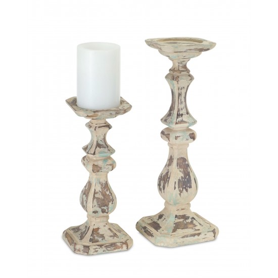 Candle Holder (Set Of 2) 10", 14"H Polystone