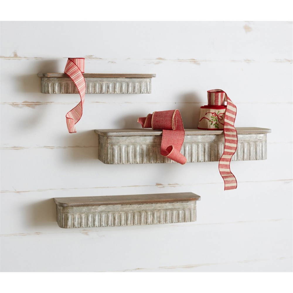 Wall Shelf (Set Of 3) 20.5"Lx5.5"Wx3.5"H - 32.5"Lx7.5"Wx5.5"H Metal/Wood Wall Shelf (Set Of 3) 20.5"Lx5.5"Wx3.5"H - 32.5"Lx7.5"Wx5.5"H Metal/Wood