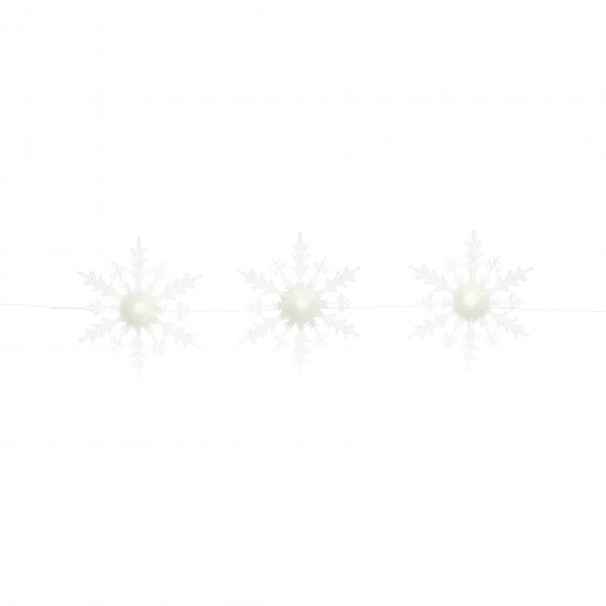 3 Lighted Snowflake Strand 18"Hx5'L Acrylic