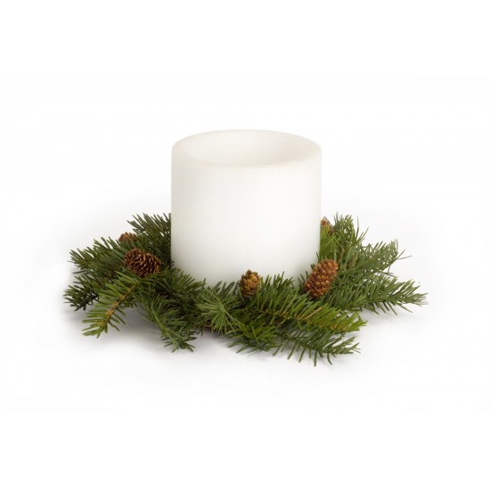 Pine Candle Wreath (Set Of 4) 13"D Plastic (Fits 6" Candle)