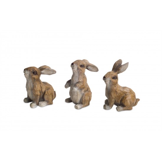 Rabbit (Set Of 6) 3"H, 3.5"H Polystone