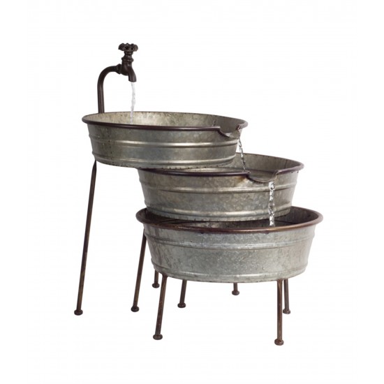 Fountain With Tubs 26"H Metal