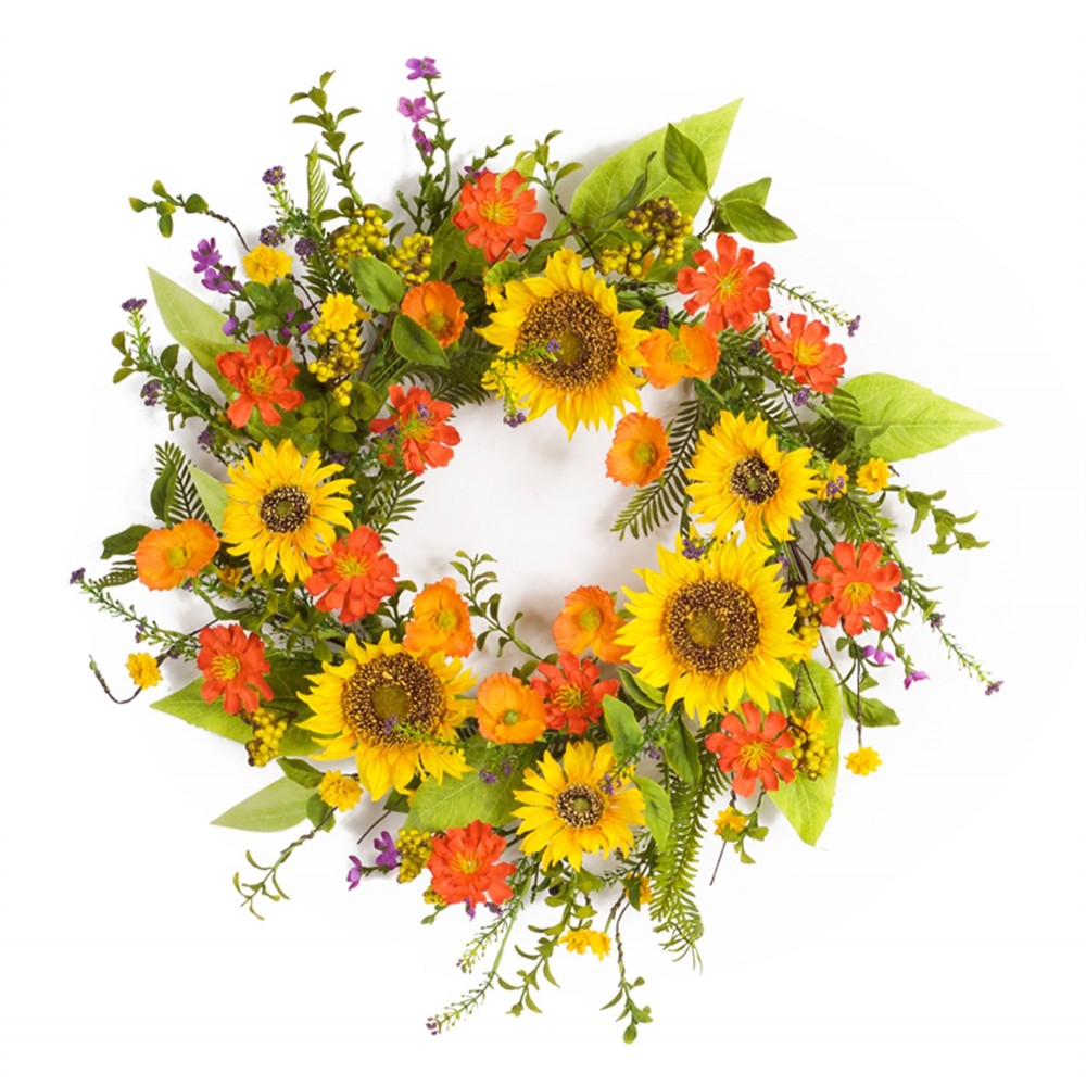 Sunflower Wreath 22"D Polyester/Plastic