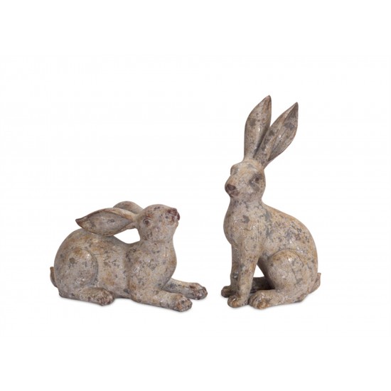 Rabbit (Set Of 2) 7"H, 14"H Polystone/Resin