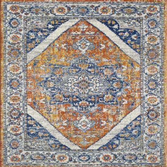 Totti Vintage Orange/Navy 2x8 Oriental Rug