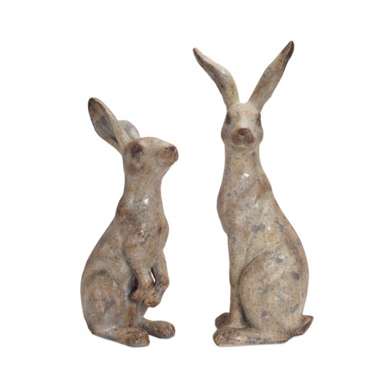 Rabbit (Set Of 2) 20"H, 24.5"H Polystone